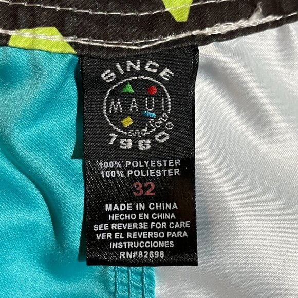 Maui & Sons HULA GIRL Palm Tree Blue Board Shorts - Limited Edition - RARE! - Picture 11 of 12